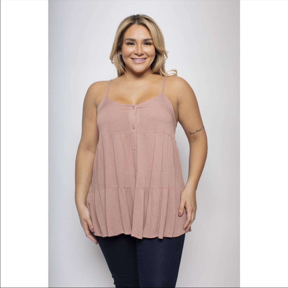 PLUS SIZE TIERED BABYDOLL TANK TOP